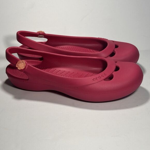 Crocs Jayna Slingback Ballet Flats Womens 6 Pink Raspberry‎ Round Toe Slip On - Picture 3 of 10